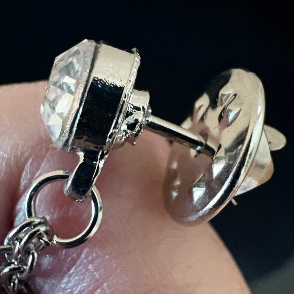 Silver Crown Brooch with Chain - Picture 5 of 5